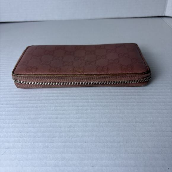 GUCCI Guccissima Leather Zip Around Wallet Pink - Picture 13 of 14